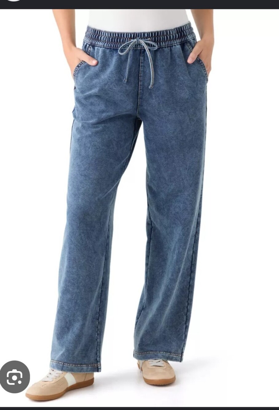 Vanilla Star Relaxed Wash Blue Pull-On Jeans Missing String At Waist Size Small